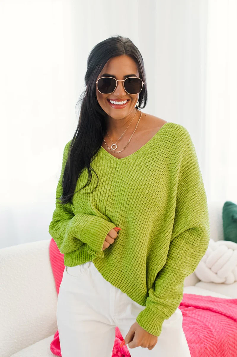Go Boldly Chenille Sweater in Green