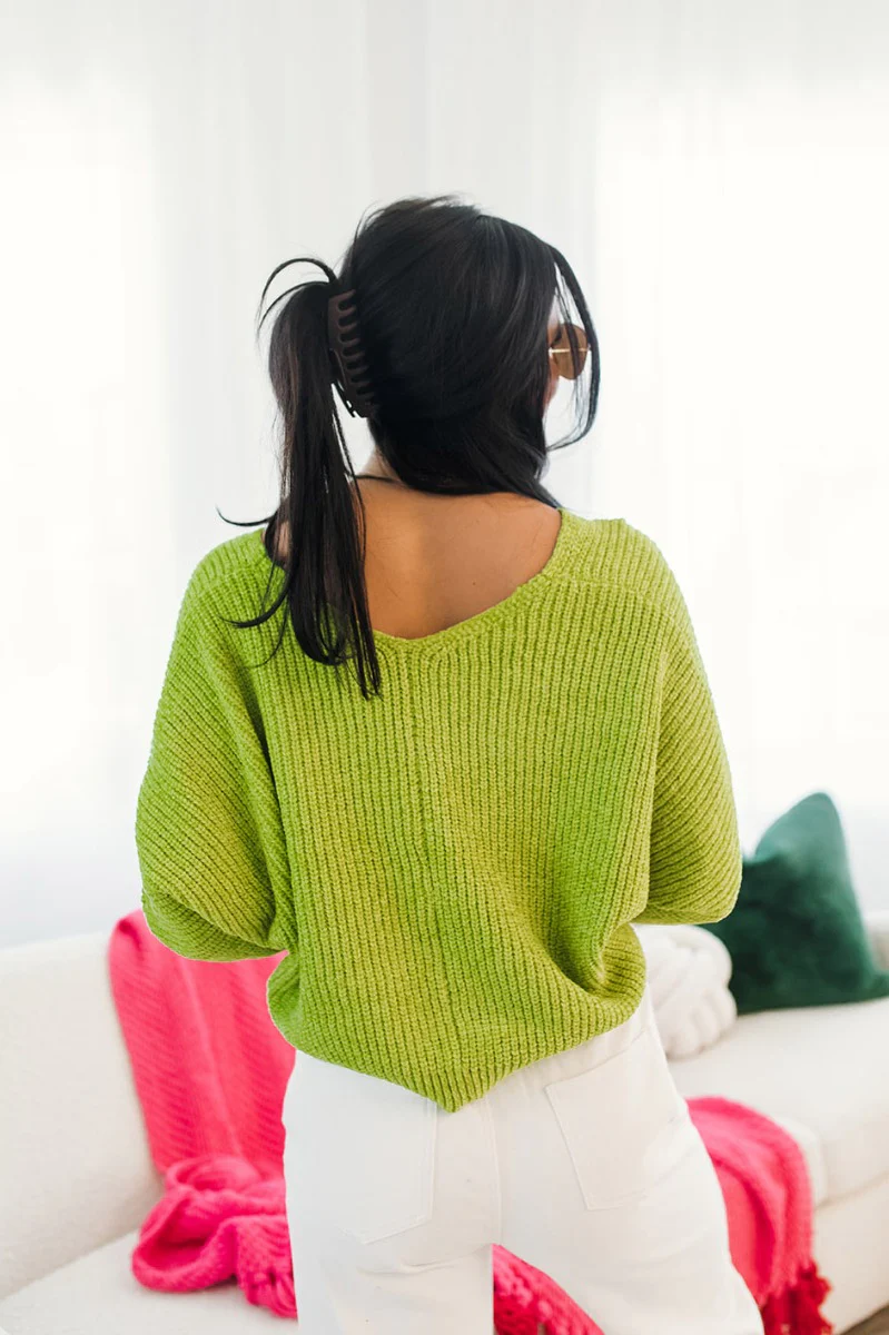 Go Boldly Chenille Sweater in Green - Image 4