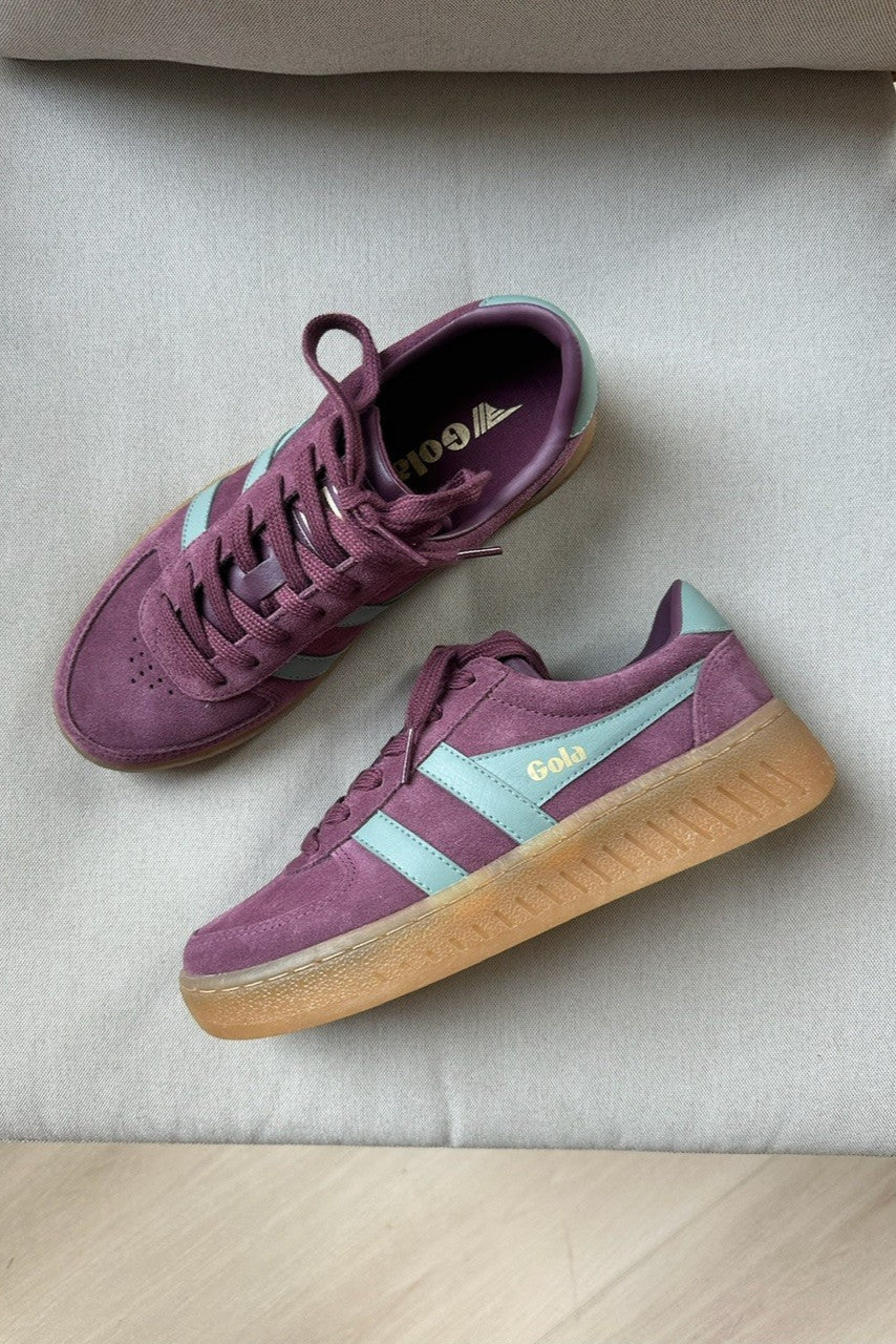 Gola Grandslam Suede Trainer Wine & Green Mist Sneaker