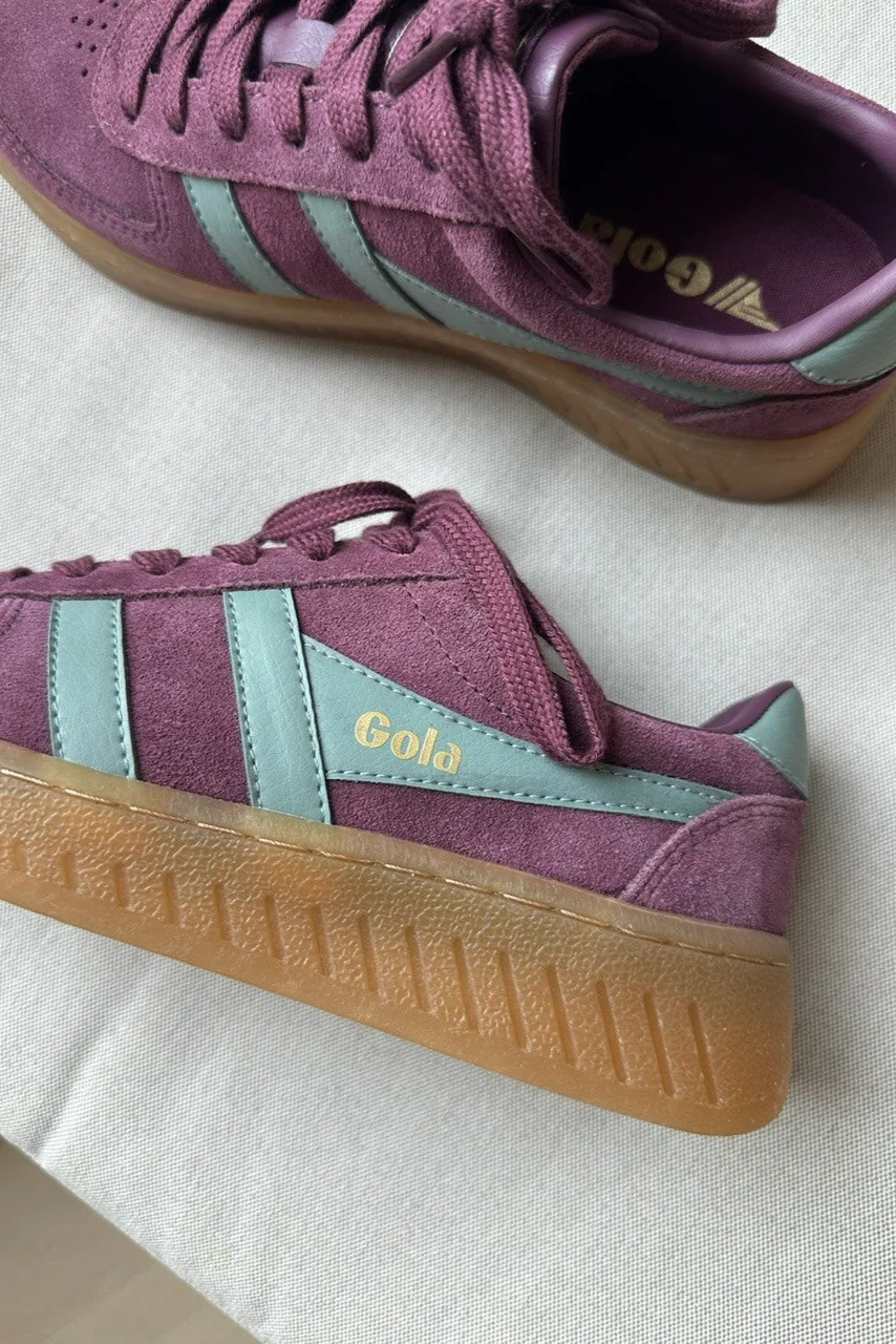 Gola Grandslam Suede Trainer Wine & Green Mist Sneaker - Image 2