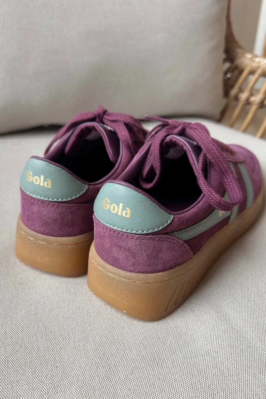 Gola Grandslam Suede Trainer Wine & Green Mist Sneaker - Image 3