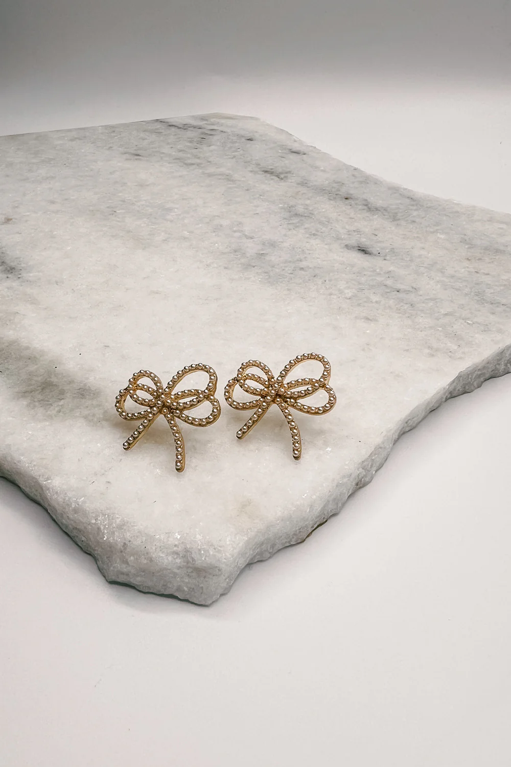 Paige Pearl and Gold Bow Studs