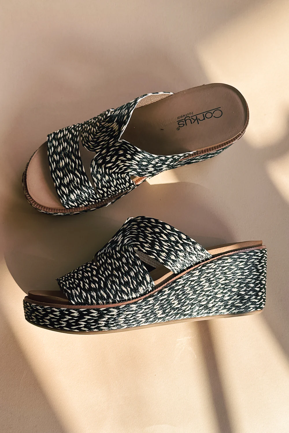 Corkys Golden Hour Black Combo Wedge Sandal - Image 2