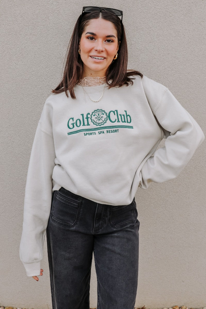 Golf Club Beige & Green Sweatshirt