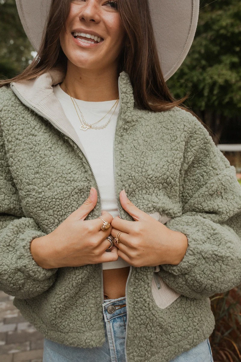 Good Morning Teddy Jacket in Sage