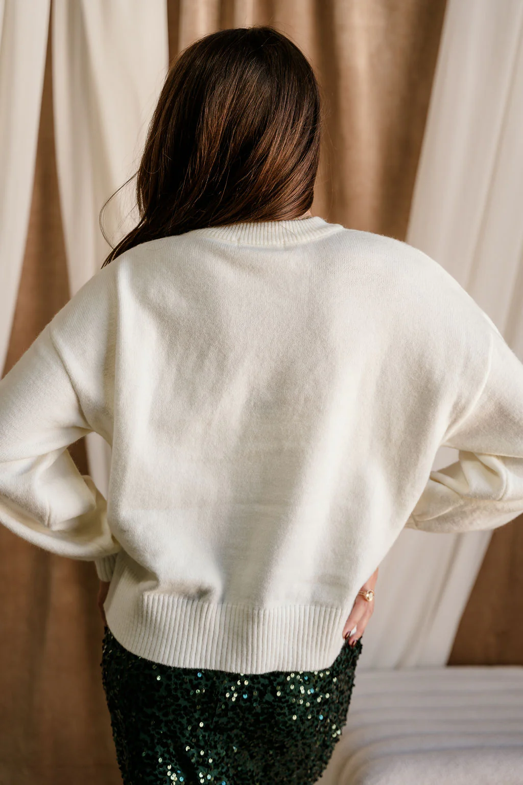 Grace Cream & Black Stitch Bows Sweater - Image 11