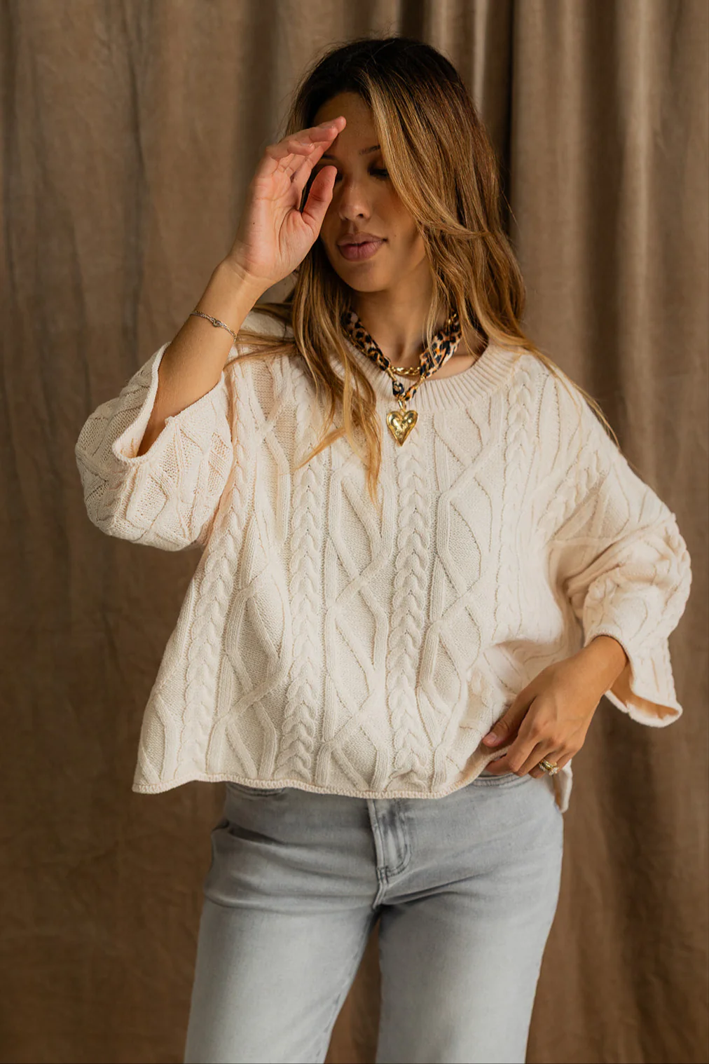 Grace Cream Short Sleeve Sweater