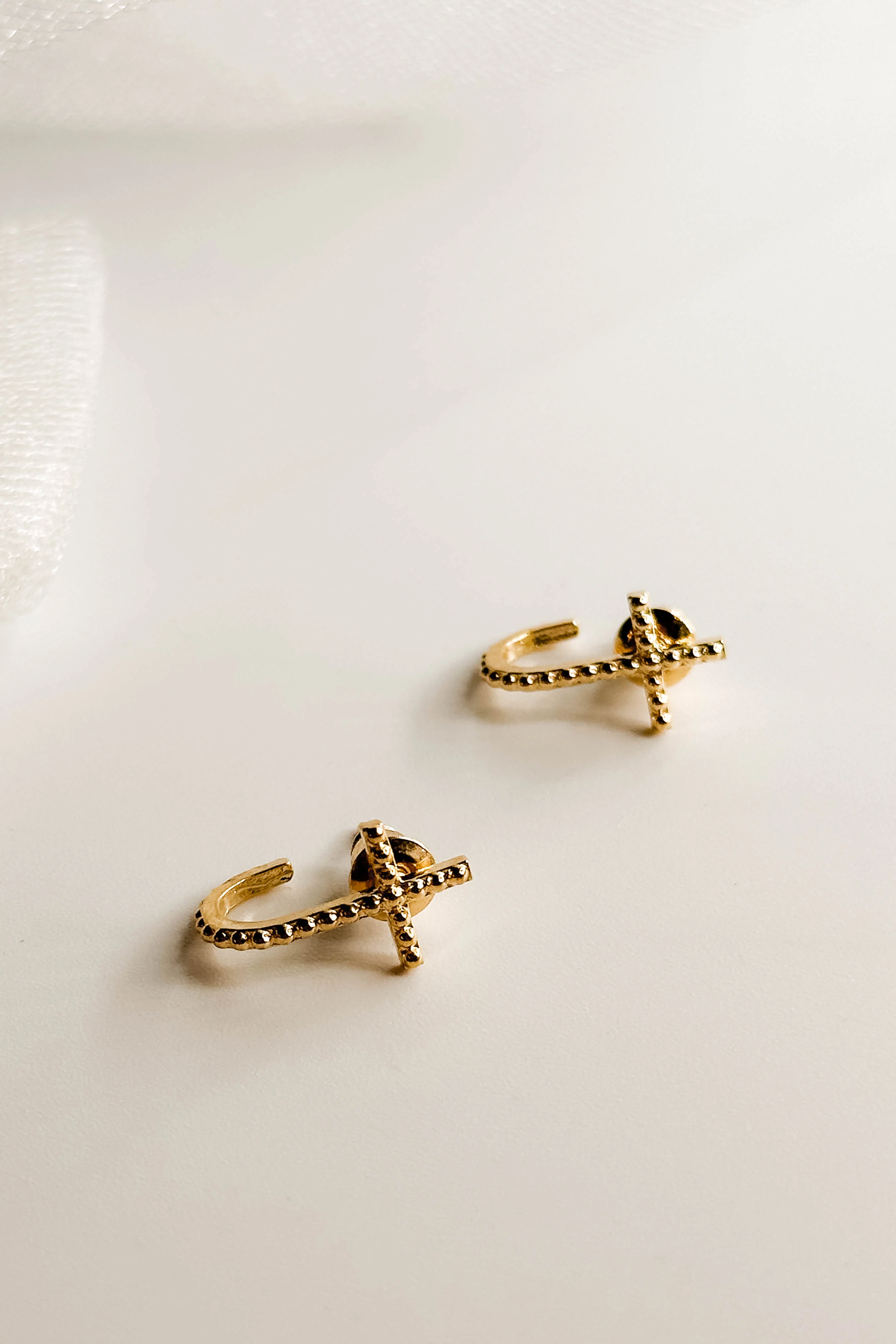 Grace Gold Cross Stud Earring - Image 3