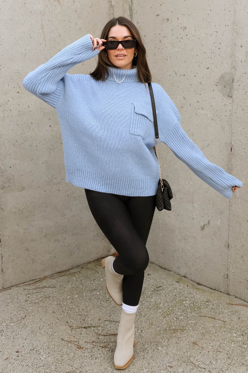 Grace Light Blue Long Sleeve Sweater - Image 2