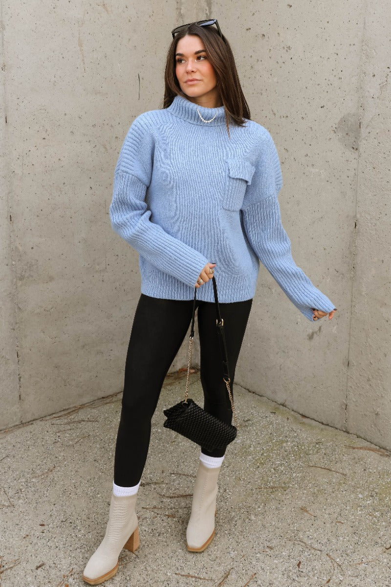 Grace Light Blue Long Sleeve Sweater - Image 3