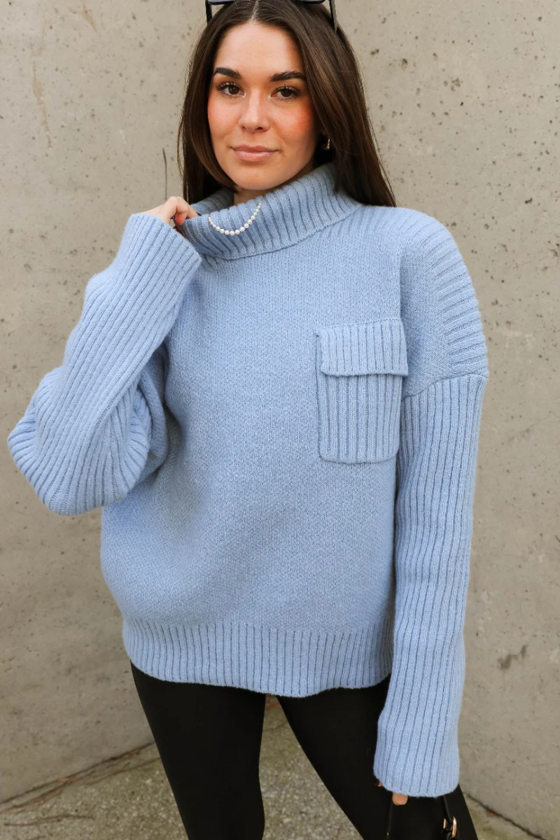Grace Light Blue Long Sleeve Sweater - Image 4