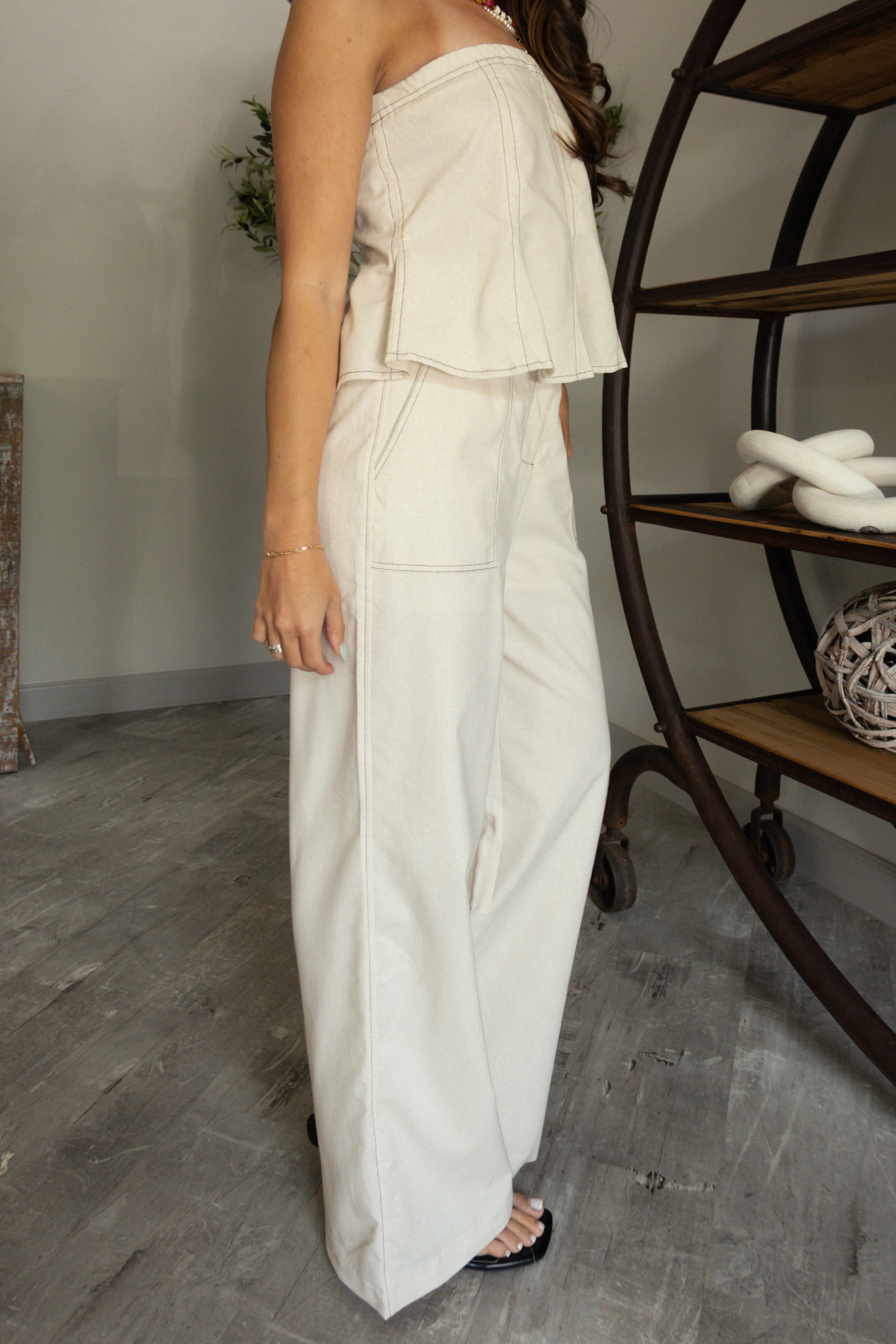 Grace Oatmeal Wide Leg Pants - Image 5