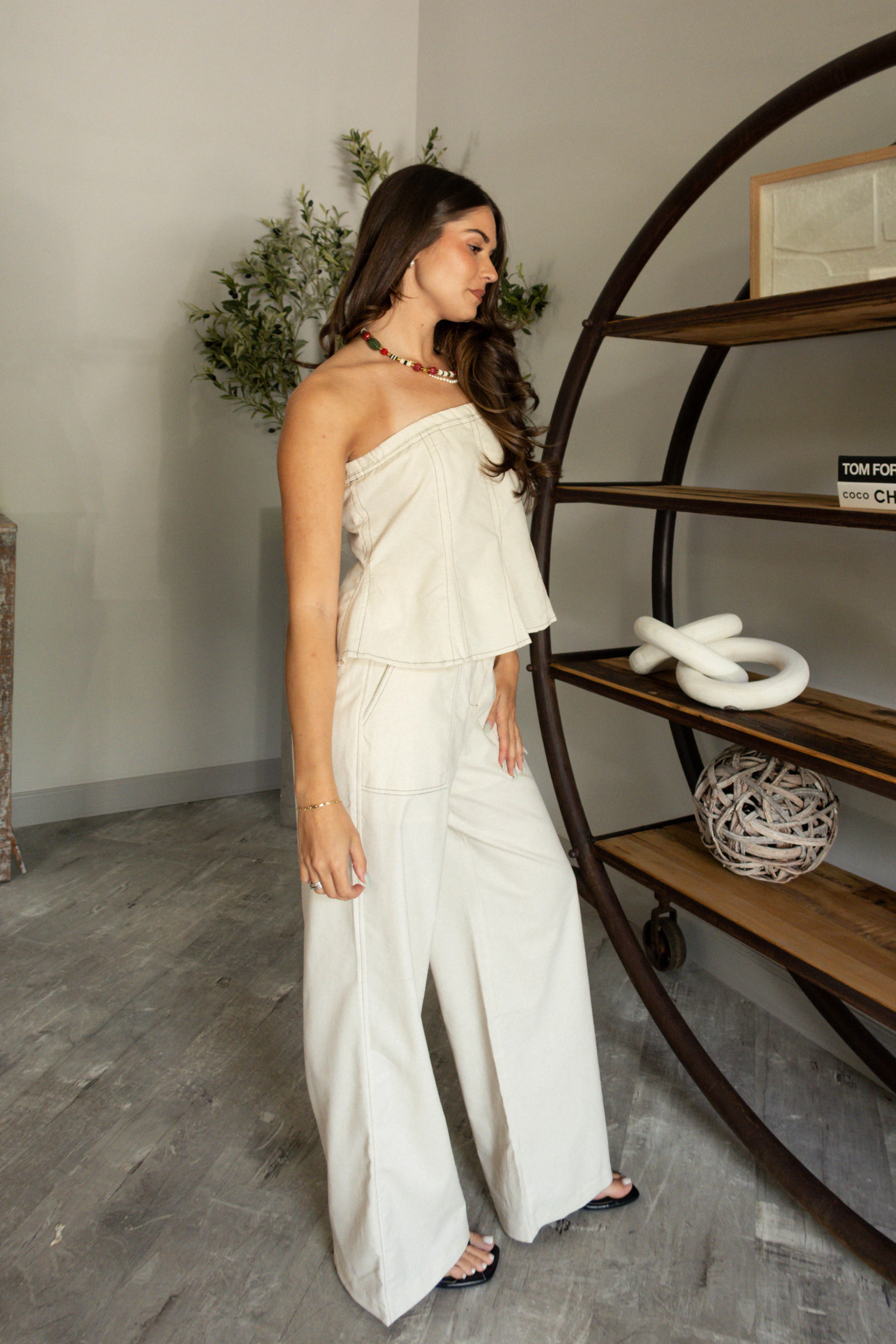 Grace Oatmeal Wide Leg Pants - Image 6