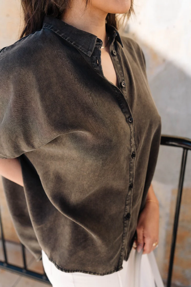 Grace Washed Black Short Sleeve Top - Image 5