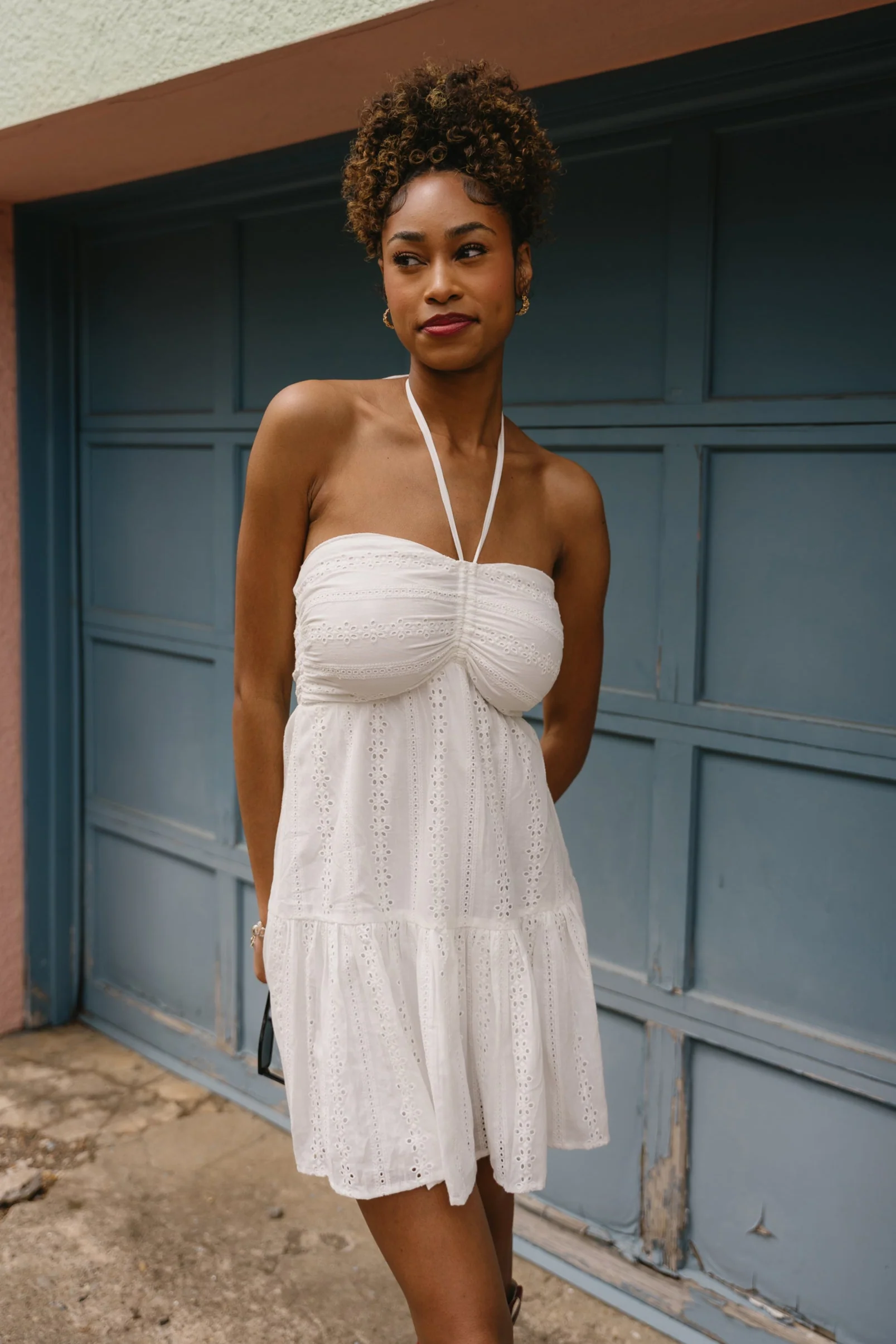 Grace White Eyelet Flare Mini Dress