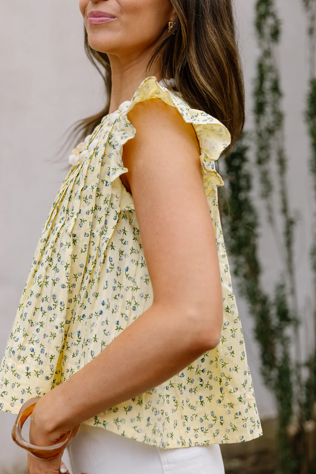 Grace Yellow & Blue Floral Ruffle Top - Image 4