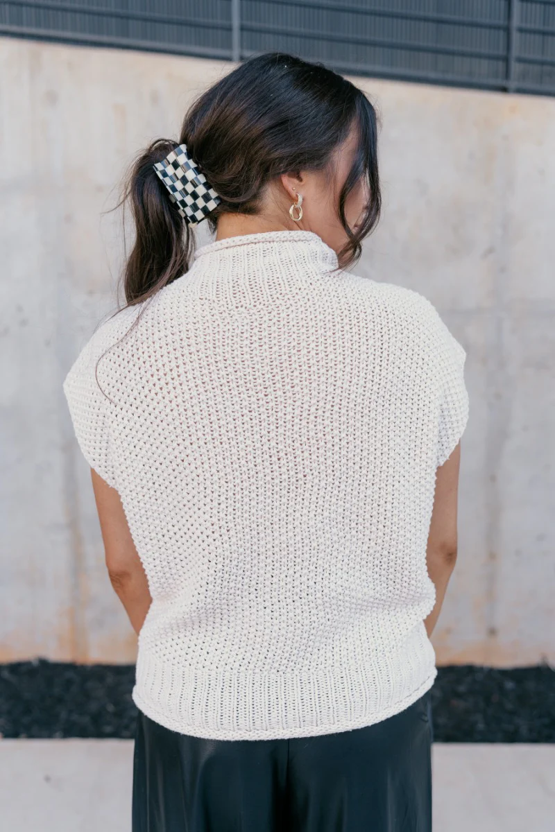 Gracie Cream Sleeveless Mock Neck Sweater - Image 5