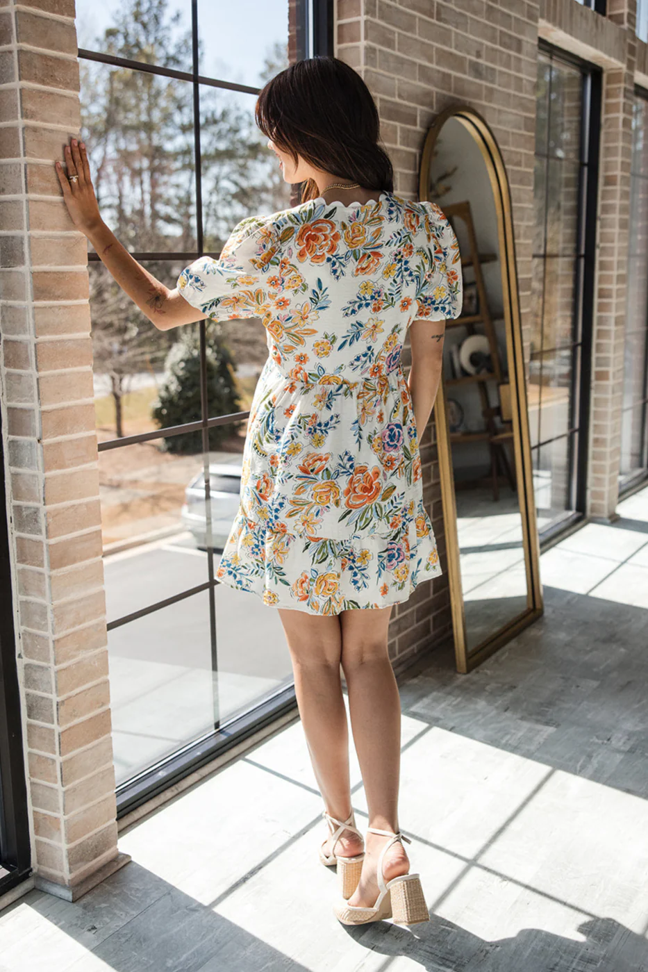 Gracie Orange Multi Floral Mini Dress - Image 8