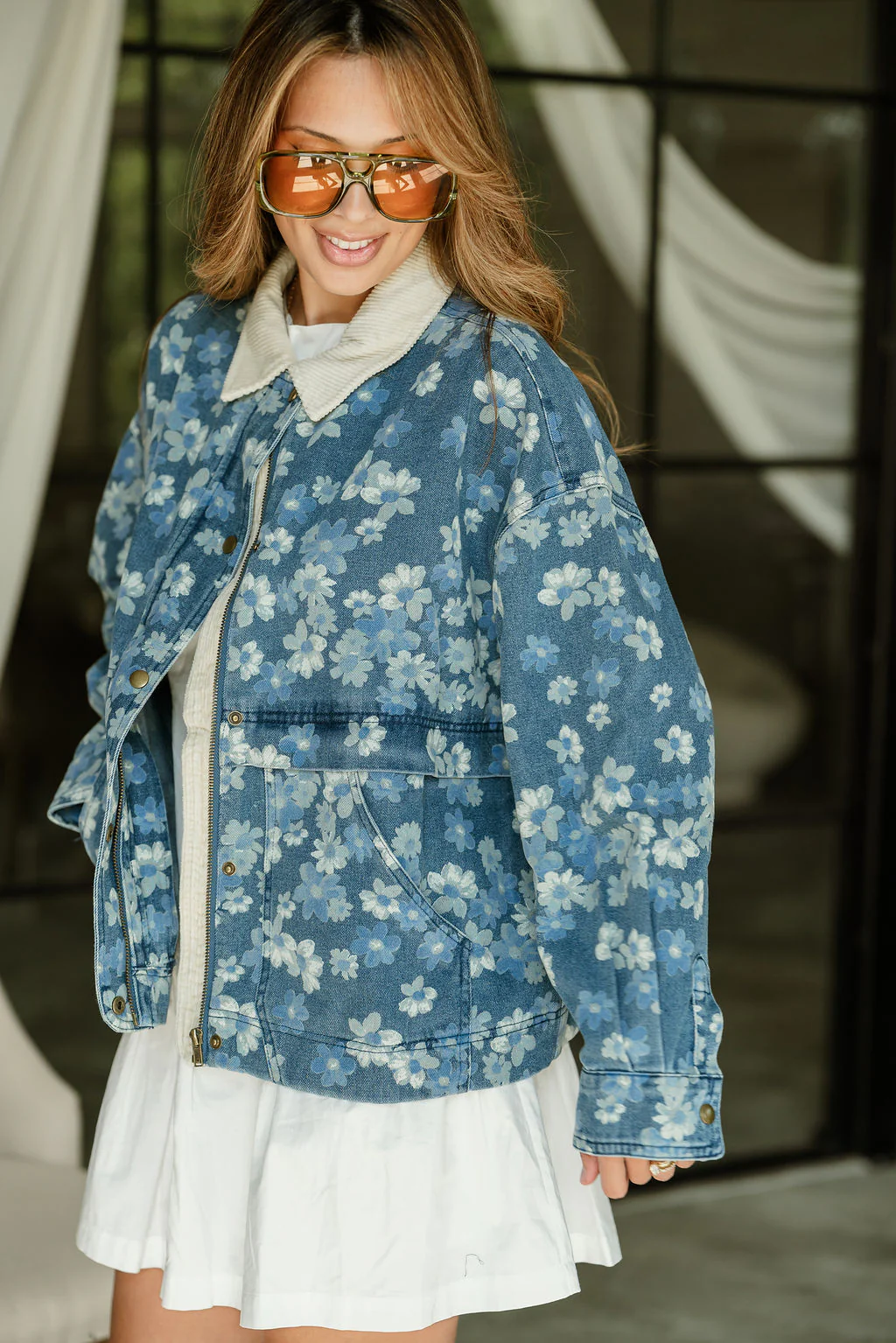 Gwen Floral Denim & Corduroy Barn Jacket - Image 5
