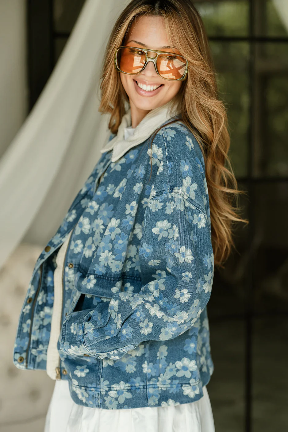 Gwen Floral Denim & Corduroy Barn Jacket - Image 8