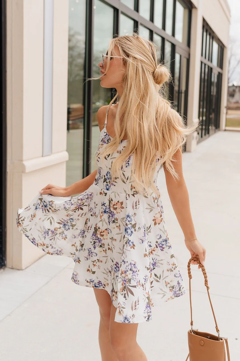 Gwen White Floral Mini Dress - Image 4