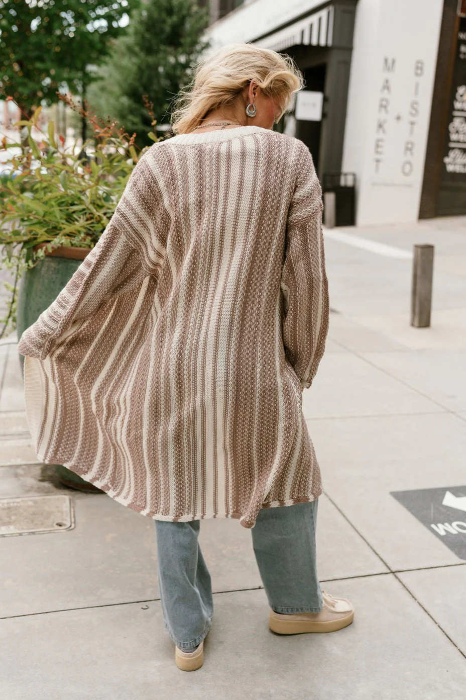 Alexa Cream & Mocha Stripe Knit Cardigan - Image 7