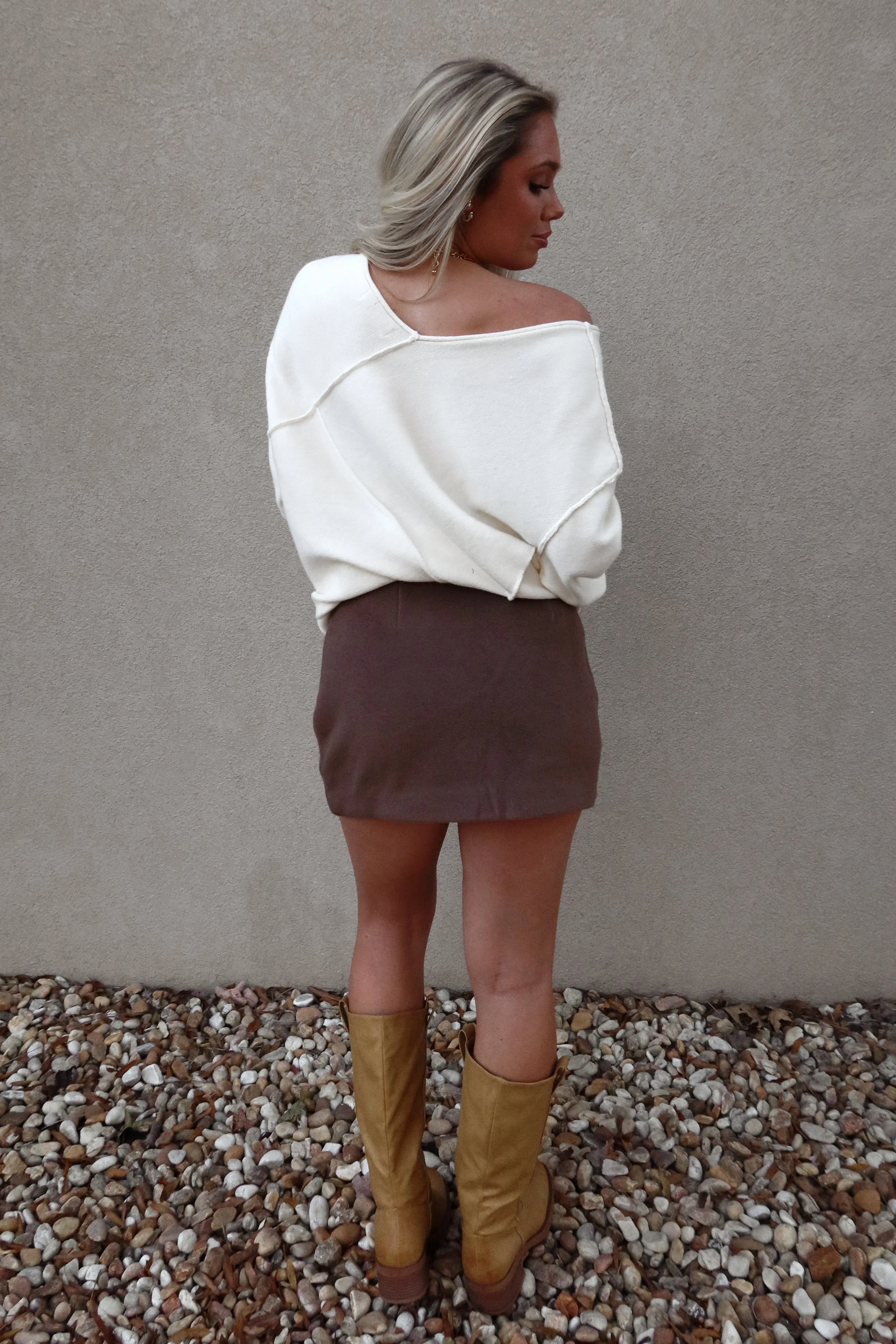 Haddie Cream Exposed Seam Sweater - Image 2