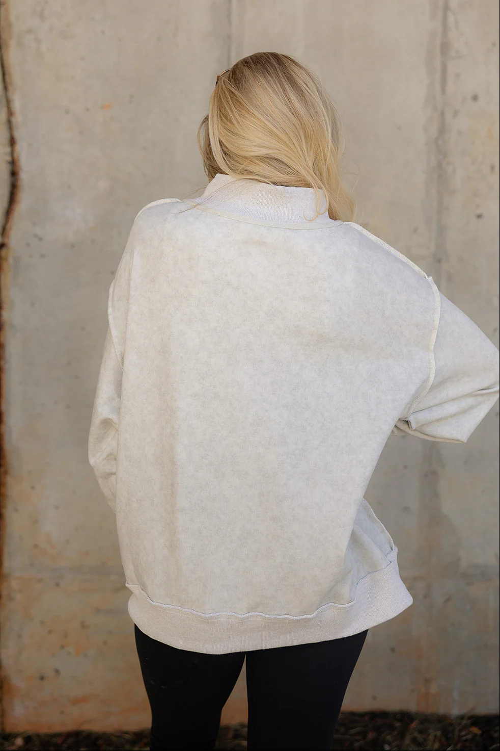 Hadley Ash Grey Mock Neck Mineral Wash Sweatshirt - Image 8