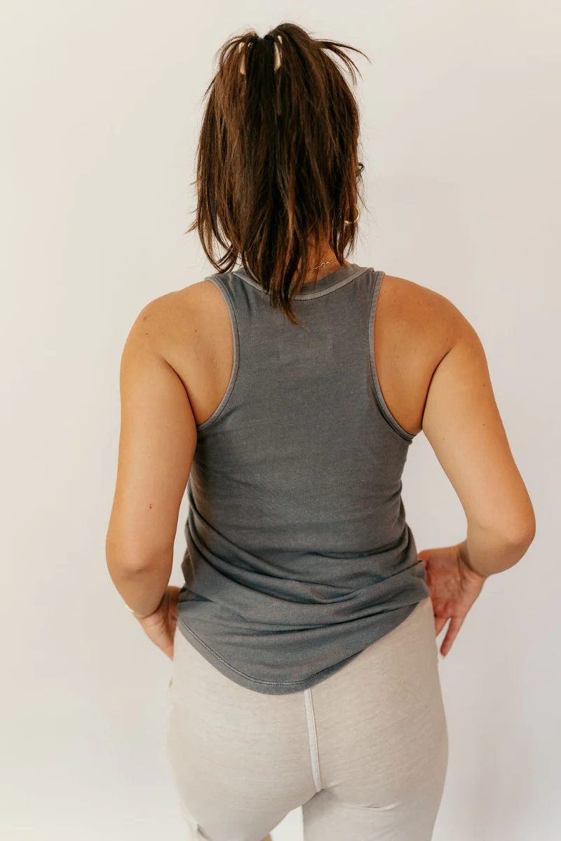 Hadley Charcoal V-Neck Pocket Tank - Image 4