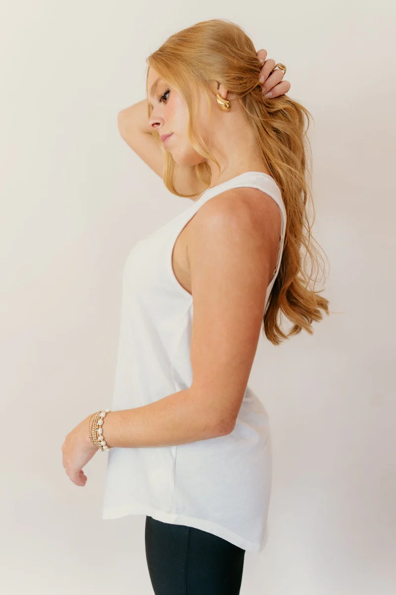 Hadley Off White V-Neck Pocket Tank - Image 4