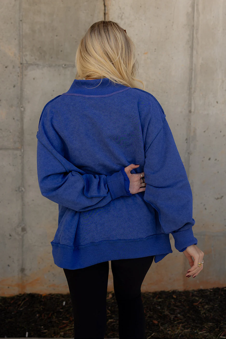 Hadley Royal Blue Mock Neck Mineral Wash Sweatshirt - Image 9