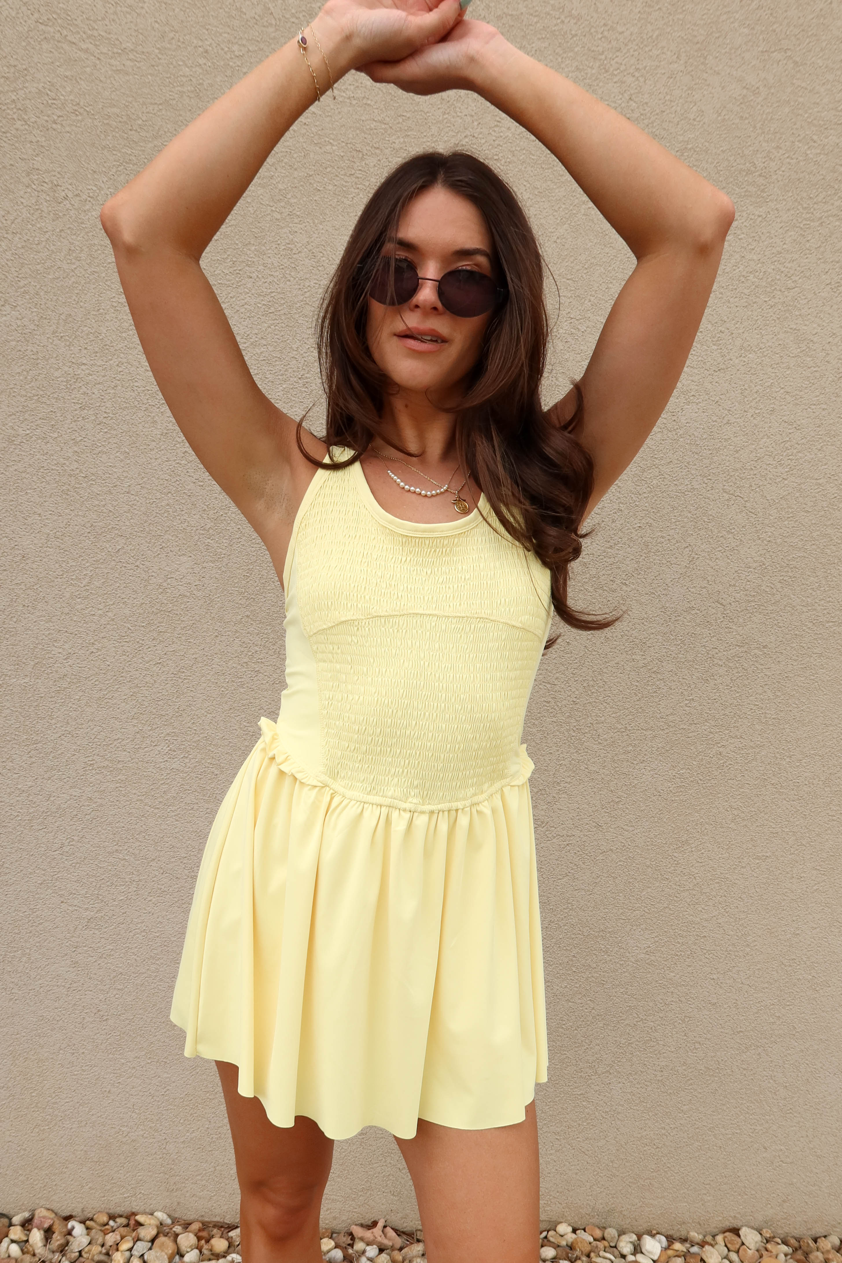 Hadley Yellow Athletic Romper Mini Dress - Image 7