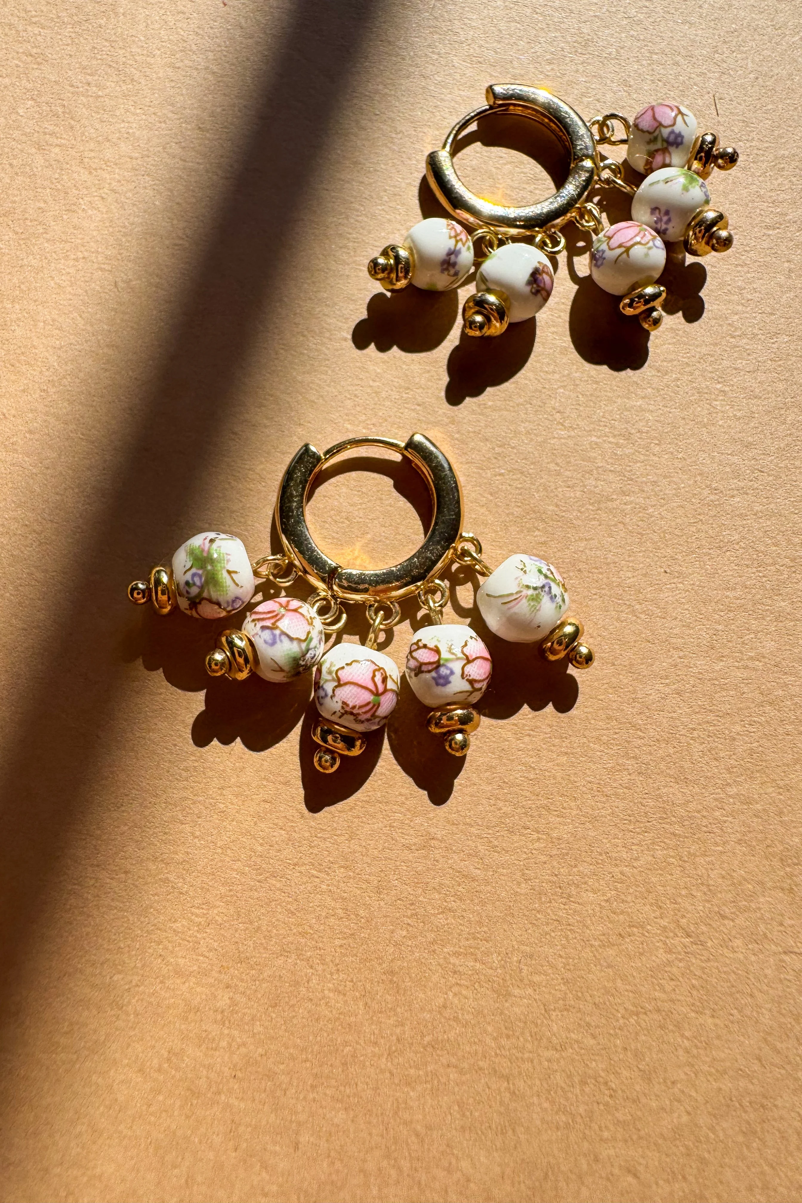 Hailey Floral Beaded Huggie Earrings