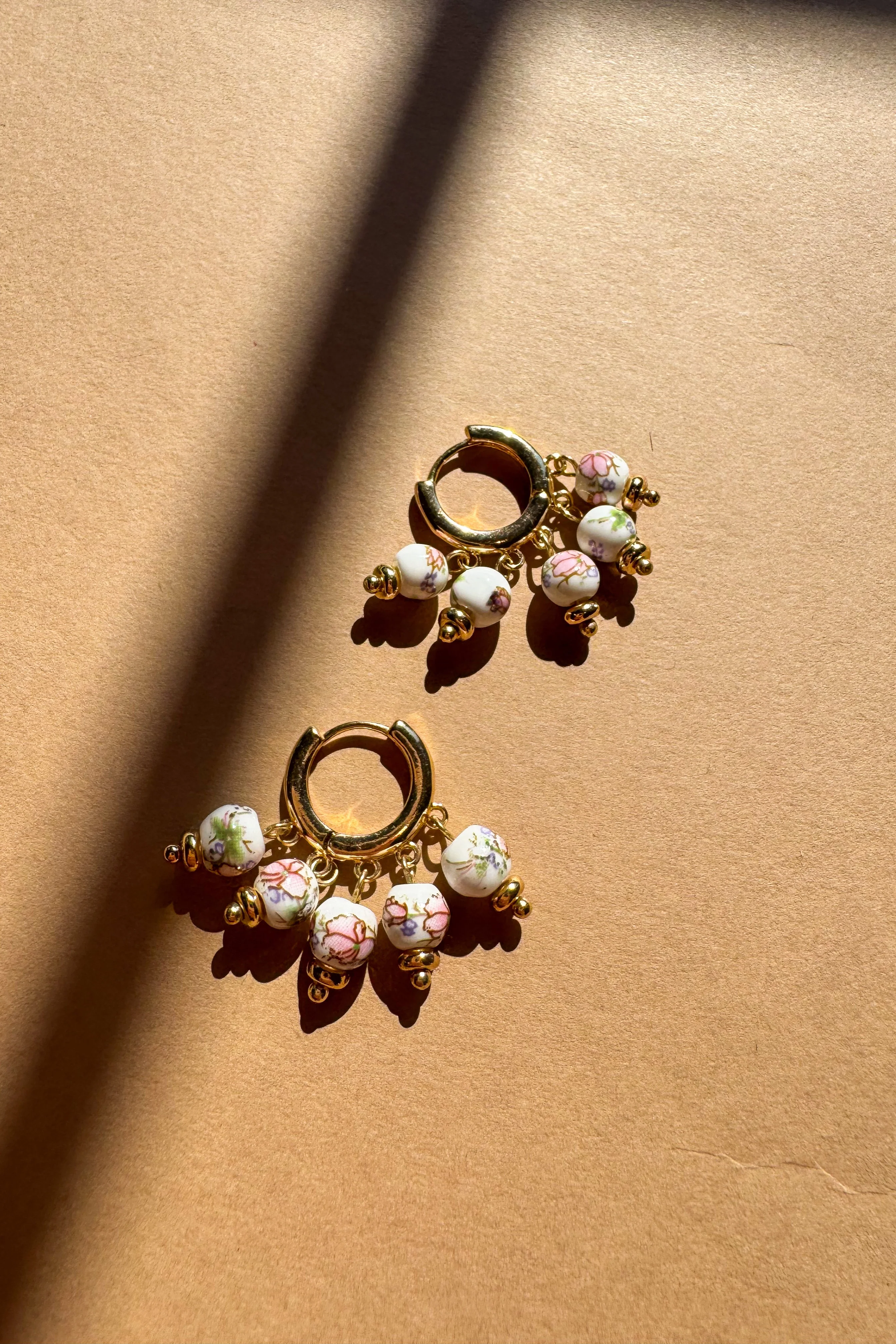 Hailey Floral Beaded Huggie Earrings - Image 2