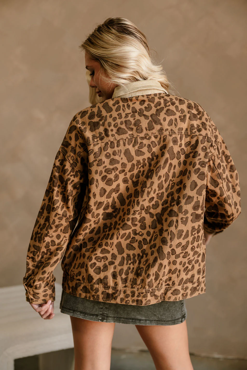 Haisley Cheetah & Beige Denim Barn Jacket - Image 4