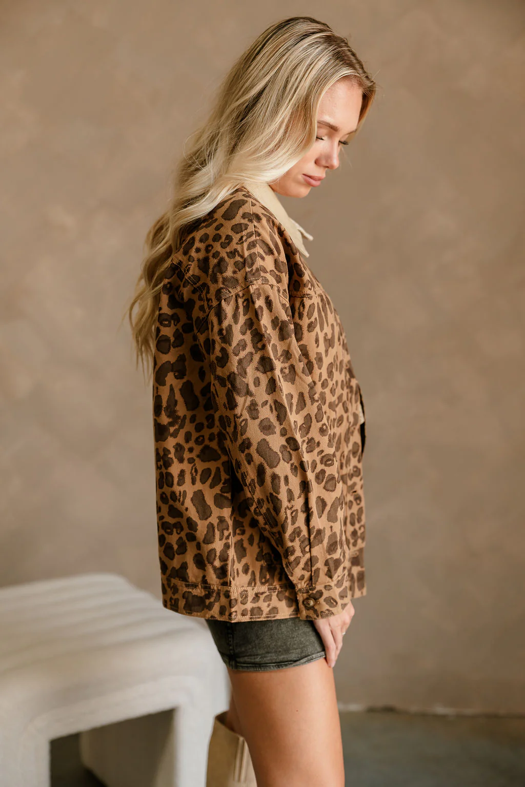 Haisley Cheetah & Beige Denim Barn Jacket - Image 7