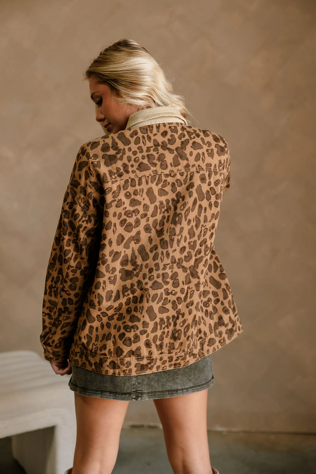 Haisley Cheetah & Beige Denim Barn Jacket - Image 8