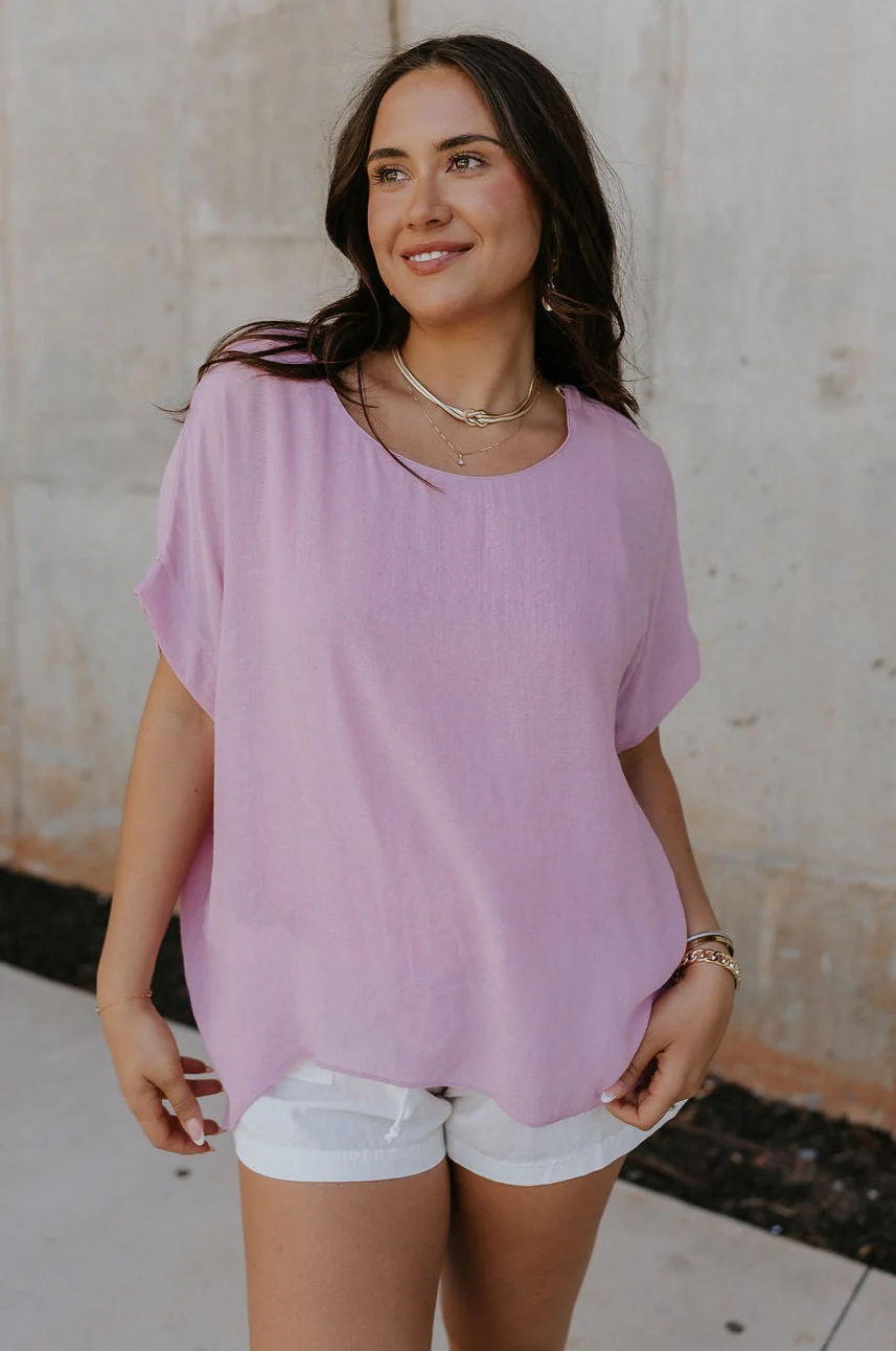 Haisley Pink Mauve Short Sleeve Top