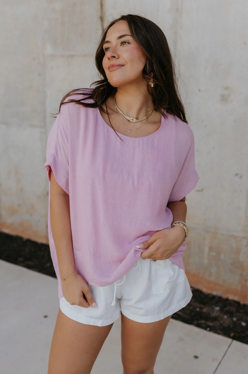 Haisley Pink Mauve Short Sleeve Top - Image 2