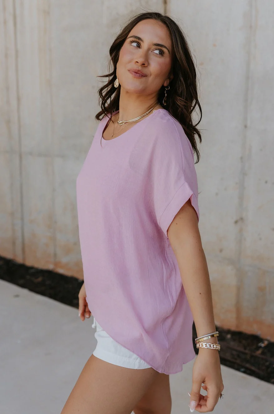 Haisley Pink Mauve Short Sleeve Top - Image 3