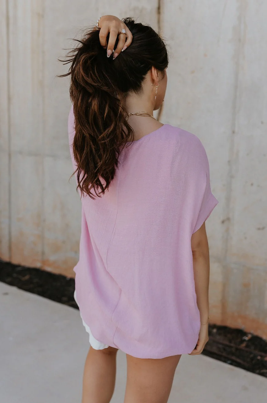 Haisley Pink Mauve Short Sleeve Top - Image 4