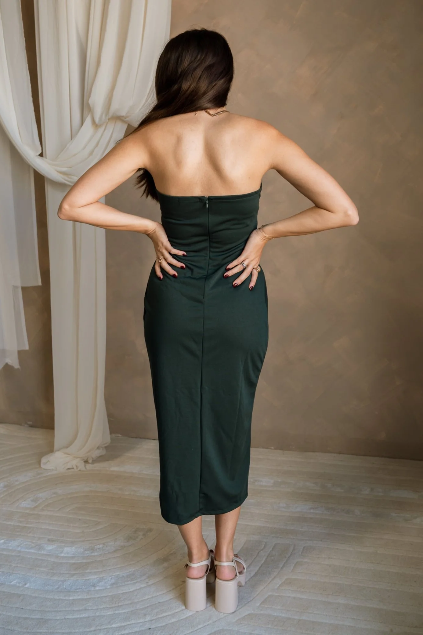 Halle Strapless Midi Dress - Image 8