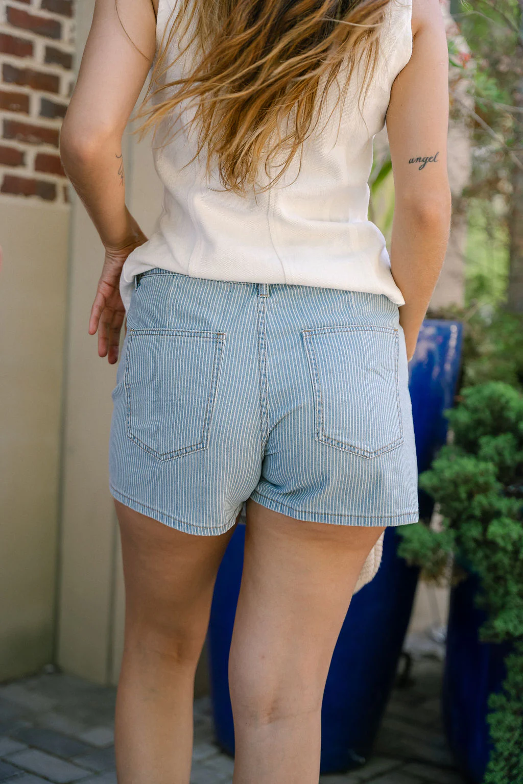 Hallie Blue & White Striped Denim Skort - Image 4