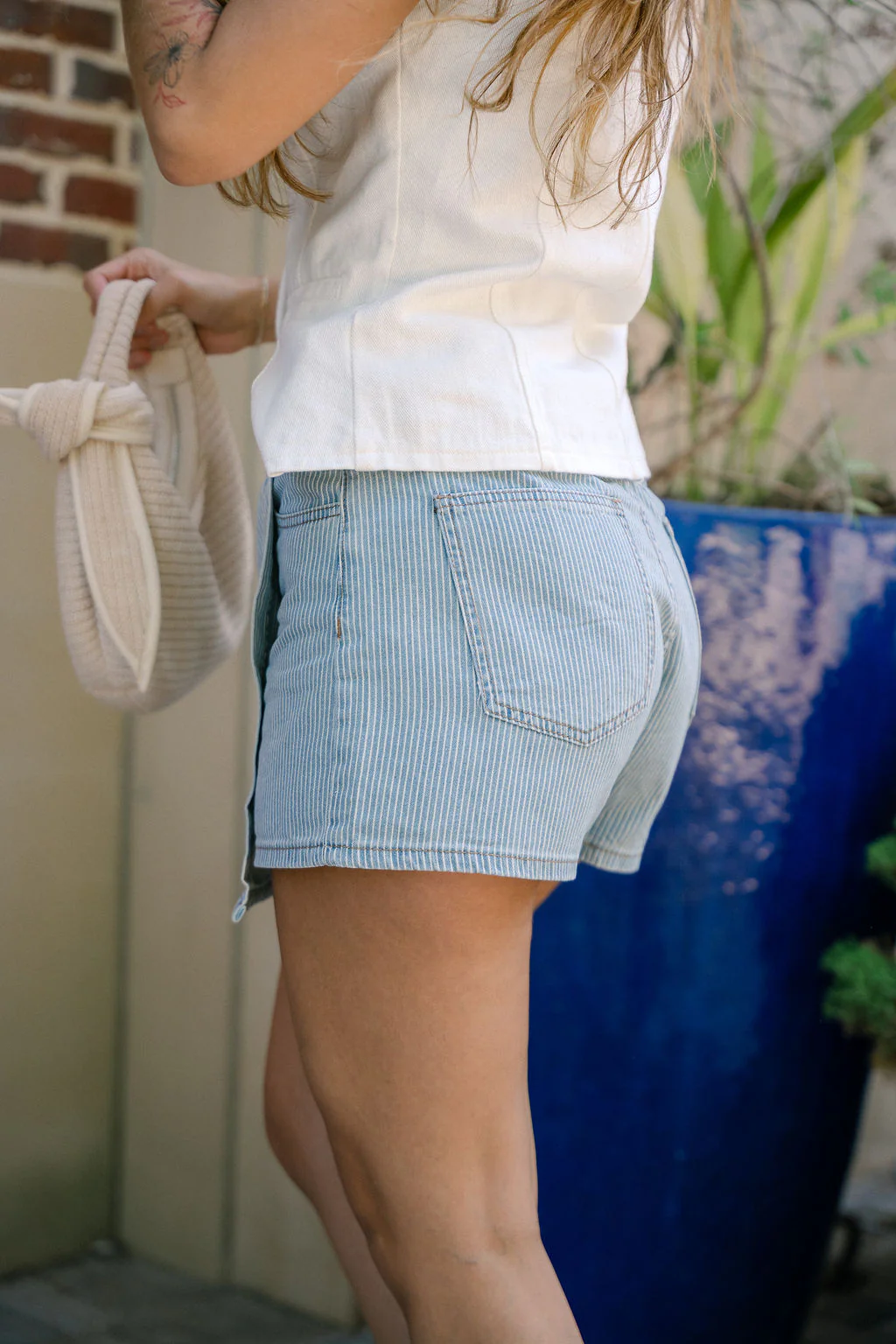 Hallie Blue & White Striped Denim Skort - Image 8