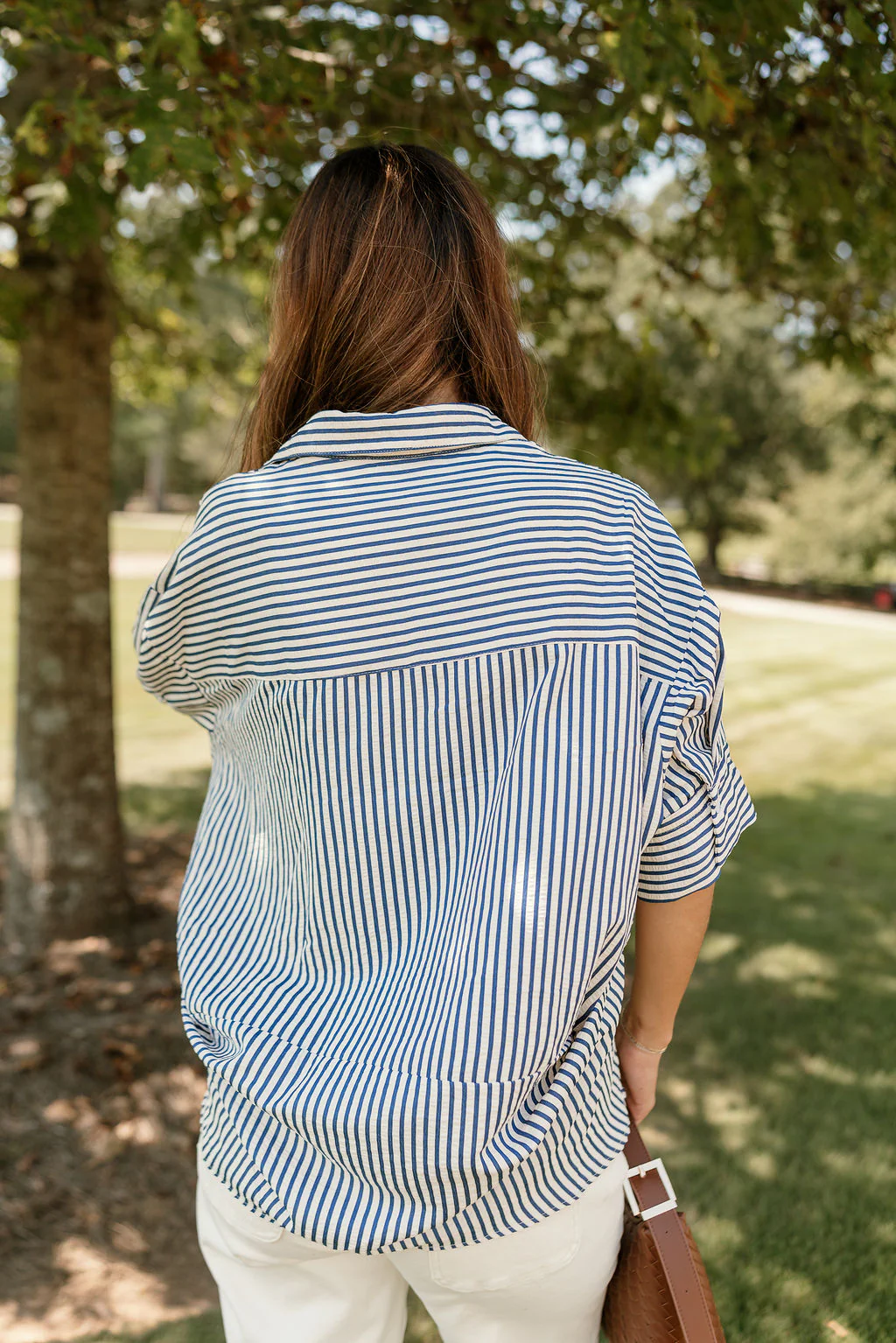 Hallie Navy & White Striped Top - Image 7