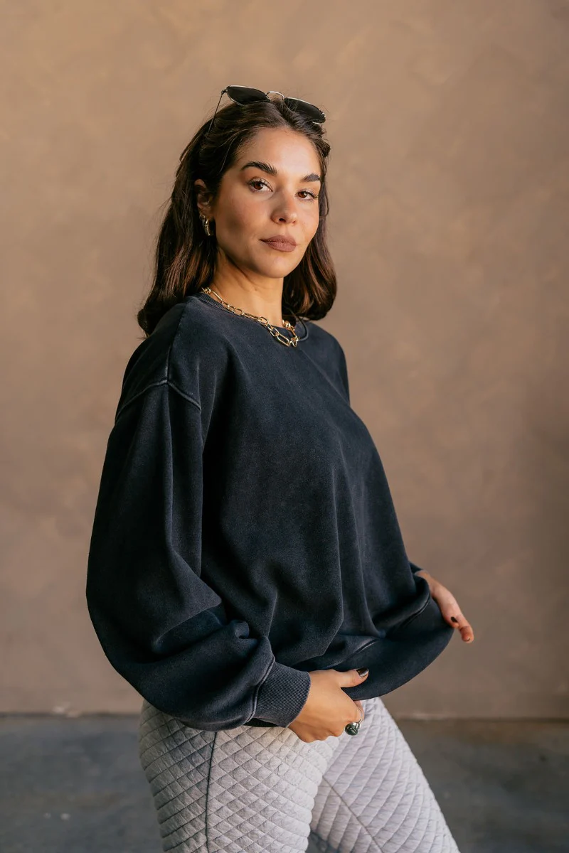 Hannah Black Crew Neck Sweatshirt - Image 5