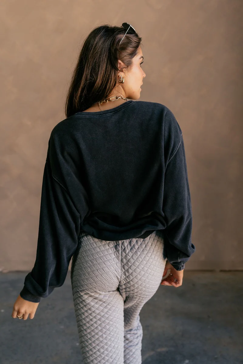 Hannah Black Crew Neck Sweatshirt - Image 8