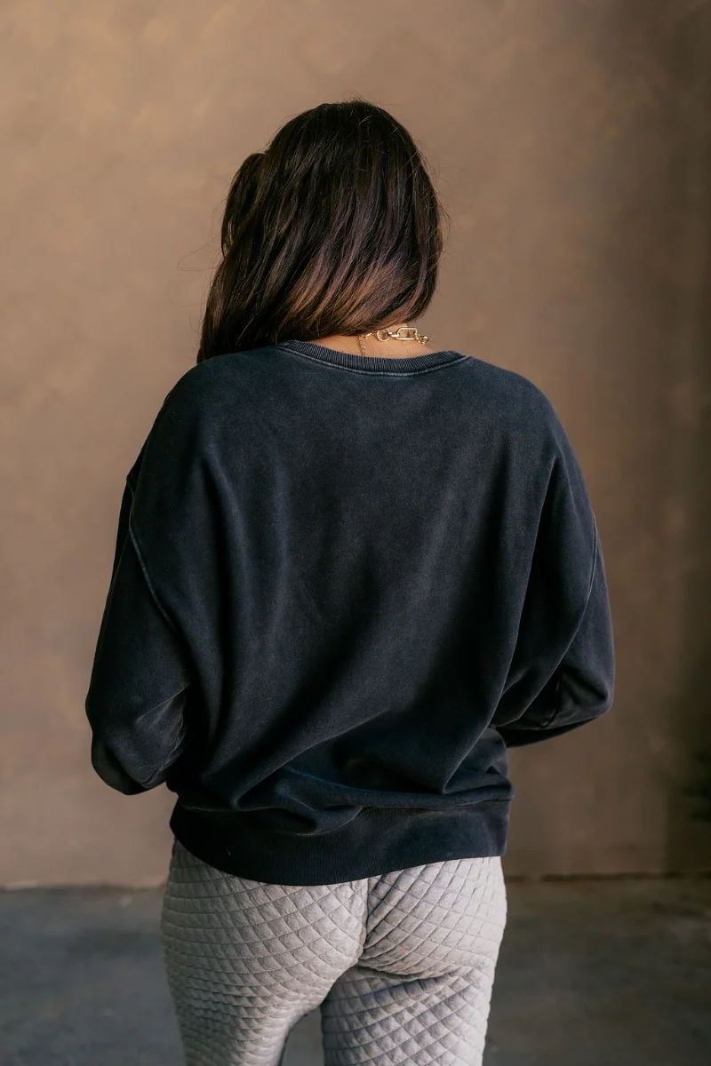Hannah Black Crew Neck Sweatshirt - Image 9