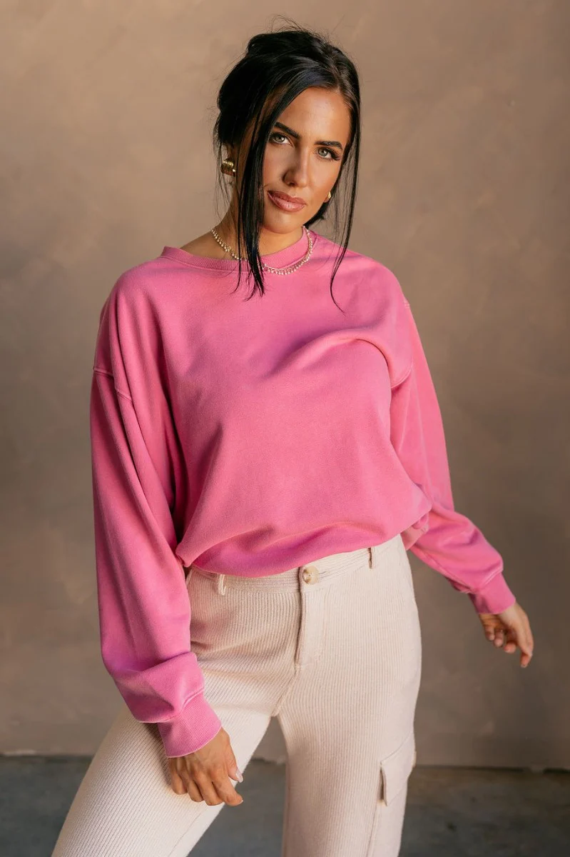 Hannah Fuchsia Crew Neck Sweatshirt