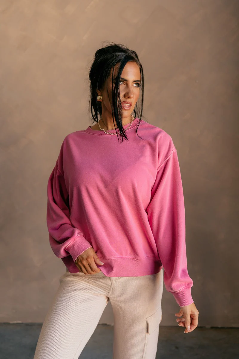 Hannah Fuchsia Crew Neck Sweatshirt - Image 2
